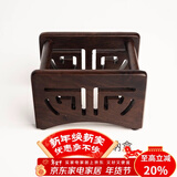 容山堂 茗末 黑檀木茶垫杯垫实木功夫茶杯托茶托隔热垫镶锡茶道配件 黑檀木杯垫收纳盒-镂空款