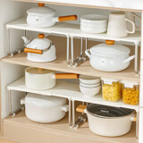 家の物语（KATEI STORY）日本厨房下水槽置物架可伸缩橱柜分层架厨柜碗碟储物多功能收纳架 可伸缩【单个装】