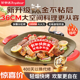 荣事达（Royalstar）电烤盘烤肉锅电烧烤炉家用多功能锅1000W不粘钛涂层韩式烤肉烤盘轻烟少油方形烤肉机RS-JK10A(Ti)