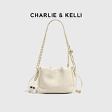 CHARLIE&KELLI CK品牌包包女款斜挎包云朵包轻奢小众单肩女包送女生日新年礼物 米白【代写贺卡 品牌礼袋】