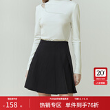 范思蓝恩23FS11193 学院风减龄百褶短裙女春秋季高腰a字半身裙子 黑色 XS