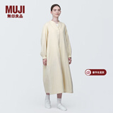 MUJI女式 木棉混双层纱织长袖连衣裙长裙裙子衬衫裙 BC2IOC4S 原色 M 160/84A
