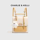 CHARLIE&KELLI CK品牌包包女款2026新款复古双肩包时尚大容量背包学生开学书包 米白色【联系客服顺丰包邮】