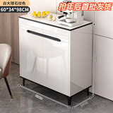 亿家木轻奢餐边柜碗柜客厅靠墙收纳柜多功能储物柜现代简约茶水柜酒柜 昇级合页柜门【两门两抽】60*34*98CM 自行组装