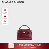 CHARLES&KEITH鳄鱼纹凯莉包手提斜挎婚包包女包生日礼物新年礼物CK2-50270880-1 Burgundy葡萄酒红色 S