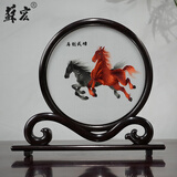 蘇宏苏绣手工刺绣双面绣蜀绣熊猫摆件伴手礼中国特色送老外工艺品 千里马（马年国风礼物）