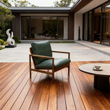 铂菲猫北欧实木休闲椅轻奢远山单人沙发椅家用书房懒人现代极简客厅椅 白蜡木汉克椅胡桃色+ 绿色软包