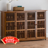 安尔雅新中式鞋柜门口简易鞋架家用收纳透气大容量多层玄关柜 四门款