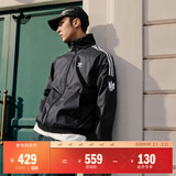 adidas休闲简约三条纹梭织立领夹克外套男装秋季阿迪达斯三叶草   黑色（推荐选大一码）   2XL