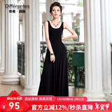 帝弗润驰 2019新款无袖打底针织连衣裙 修身拖地长裙 春夏纯色打底女裙 黑色 2XL