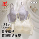 猫人蕾丝内衣女士大胸显小文胸聚拢防下垂收副乳无钢圈夏季薄款胸罩