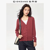 佐丹奴（Giordano）针织开衫女小外套 纯棉V领小衫女 外搭纯色女外衣05350649