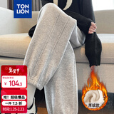 唐狮（TonLion）2024女束脚显瘦休闲侧拼卫裤WP 加绒款/中麻灰 M 
