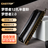 东方鼎（EAST TOP）半音阶口琴12孔48音黑色款 梦想者2.0 专业演奏初学练习通用款