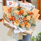 莱一刻情人节鲜花速递玫瑰礼盒花束表白送女友生日礼物全国同城配送 11朵香槟玫瑰花束