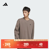 adidas情侣款宽松抓绒圆领长袖卫衣套头衫男女秋季阿迪达斯轻运动   岩层深土地棕/黑色   L