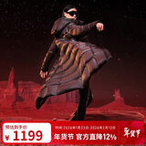 坦博尔鹅绒黑金羽绒服女长款收腰连帽加厚保暖外套TD236890 黑色 165