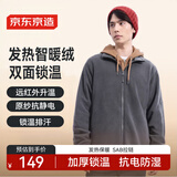 京东京造夹克外套男冲锋摇粒绒衣服冬季加厚抓绒衣冲锋衣内胆新年中灰XXL