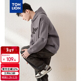 唐狮（TonLion）2022卫衣连帽加绒情侣装圆领宽松外套ins 男款/薄墨灰 L 