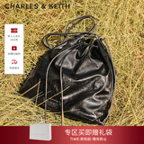 CHARLES&KEITH柔软单肩流浪包水桶包双肩包包女包女士情人节礼物CK2-10151393 Noir黑色 L