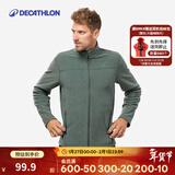 迪卡侬（DECATHLON）保暖户外抓绒衣外套男女运动宽松秋摇粒绒外套冲锋衣内胆 男款-全拉链-墨绿色 L