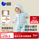 迷你巴拉【迷你小蛋仔】儿童连体羽绒服男女童宝宝冬日保暖萌趣外套新款 粉蓝 【白鸭绒-1000+清洁度】 90 CM -充绒量68.8g