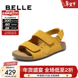 百丽（Belle）张凌赫同款smiley联名快乐吐司1代升级版女勃肯凉鞋D7X1DBL5 黄色-女款 （1代升级版） 36 (230mm)