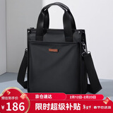 高尔夫（GOLF）商务公文包男士手提包多隔层竖款单肩斜挎包ipad包休闲男包 黑色