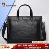 暇步士（Hush Puppies） 公文包男头层牛皮男士手提包大容量商务包男包礼物送男友 黑色