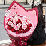 百花馆鲜花速递花礼红玫瑰花束真花满天星生日礼物送女友同城配送小时达 【心悦之欢】21朵红玫|dyu54