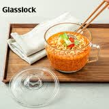 GLASSLOCK碗耐高温玻璃泡面碗大容量家用带盖刻度杯水果沙拉碗早餐杯1000ml