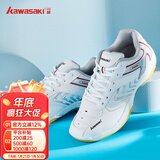 川崎（KAWASAKI）羽毛球鞋男女款防滑透气减震抗扭包裹性初学者步伐训练运动鞋 【白色】K-003｜专业初级羽鞋 42