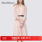 MeetMetro玛依尔法式仙女连衣裙女2026春新款高端气质纯欲风裙子礼服长裙 藕粉MG184213 XL