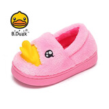 B.Duck小黄鸭童鞋儿童棉拖鞋女童保暖家居鞋男童室内棉鞋6901A粉色34