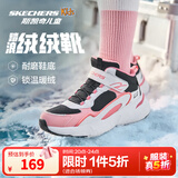 Skechers斯凯奇儿童秋冬休闲男女童二棉鞋轻质加绒保暖靴405222L/302583L 女童/黑色/白色/粉红色/BKWP 34