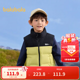 巴拉巴拉童装儿童羽绒马甲冬男童女童背心亲子新款2025内胆拼接撞色运动风 黑黄色调00493 140