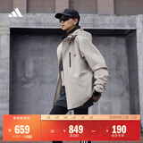 adidas拒水加绒内胆三合一连帽外套男女秋冬阿迪达斯官方轻运动   浅褐   M