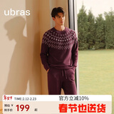 ubras虞书欣同款泡泡绒圆领家居服长袖长裤男女同款睡衣套装樱桃酒咖XL