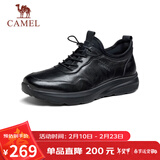 骆驼（CAMEL）男士套脚快穿牛皮商务休闲运动皮鞋 G14A220724 黑色 38