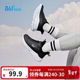 361°童鞋 儿童运动鞋25冬季男女童3-14岁皮革校园跑鞋 黑33