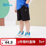 361°儿童短裤夏季男女童3-12岁透气运动裤梭织五分裤 黑 120