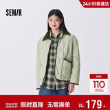 森马（Semir）羽绒服女中长款轻薄拼接灯芯绒翻领2024冬季三防外套109724113004