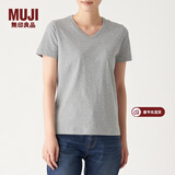 MUJI MUJI 女式 印度棉天竺编织 V领短袖T恤 BBA02A0S 浅灰色 M