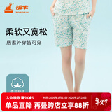 铜牛家居睡衣春夏棉汗布印花女短裤中年标准居家短裤VD003 风吹花田-白-绿 M (165/90)