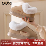 朴西棉拖鞋冬款加绒包跟棉鞋女款雪地靴家居家外麂皮加厚防滑棉拖鞋女 卡其 【保暖棉鞋】 36 【36-37】