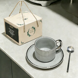 古莜轻奢咖啡杯子高档欧式下午茶咖啡杯套装高颜值拉花杯碟拿铁杯浅灰