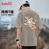 班尼路（Baleno）纯棉短袖t恤男2026年夏季美式潮牌字母小狗体恤衫宽松百搭上衣服