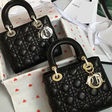 戴妃包包女2025新款时尚高级感潮真皮春夏百搭单肩斜挎包手提女包 黑色羊皮大号