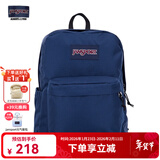 JANSPORT杰斯伯书包轻便双肩包男女旅行包简约背包电脑包学生校园 4QUT003海军蓝/藏青色-侧边袋