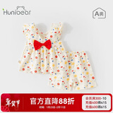 欢喜小熊宝宝夏季套装女童T恤短裤两件套婴儿夏天纯棉无袖娃娃衫女孩童装